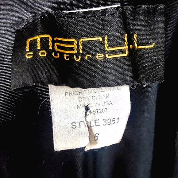 Mary L Couture Y2K Black Floral 100% Silk Gown Size 6 - Picture 6 of 7